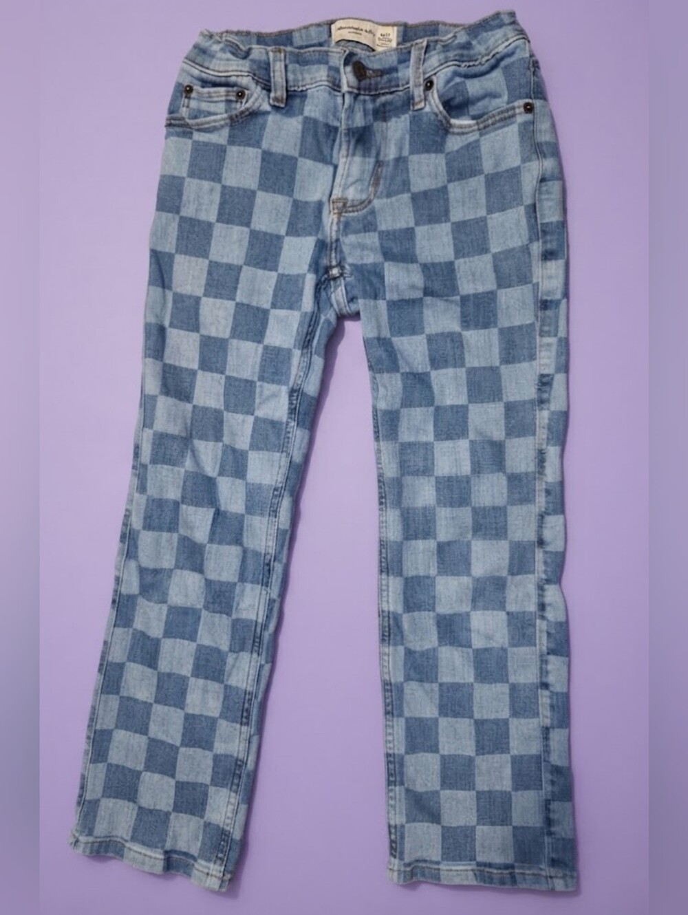 Abercrombie kids Checkerboard Light and Dark Blue Straight Leg Jeans